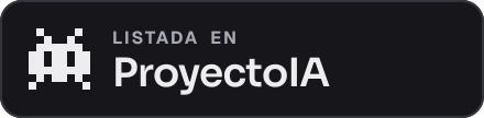 Insignia «Listada en ProyectoIA» para fondo oscuro